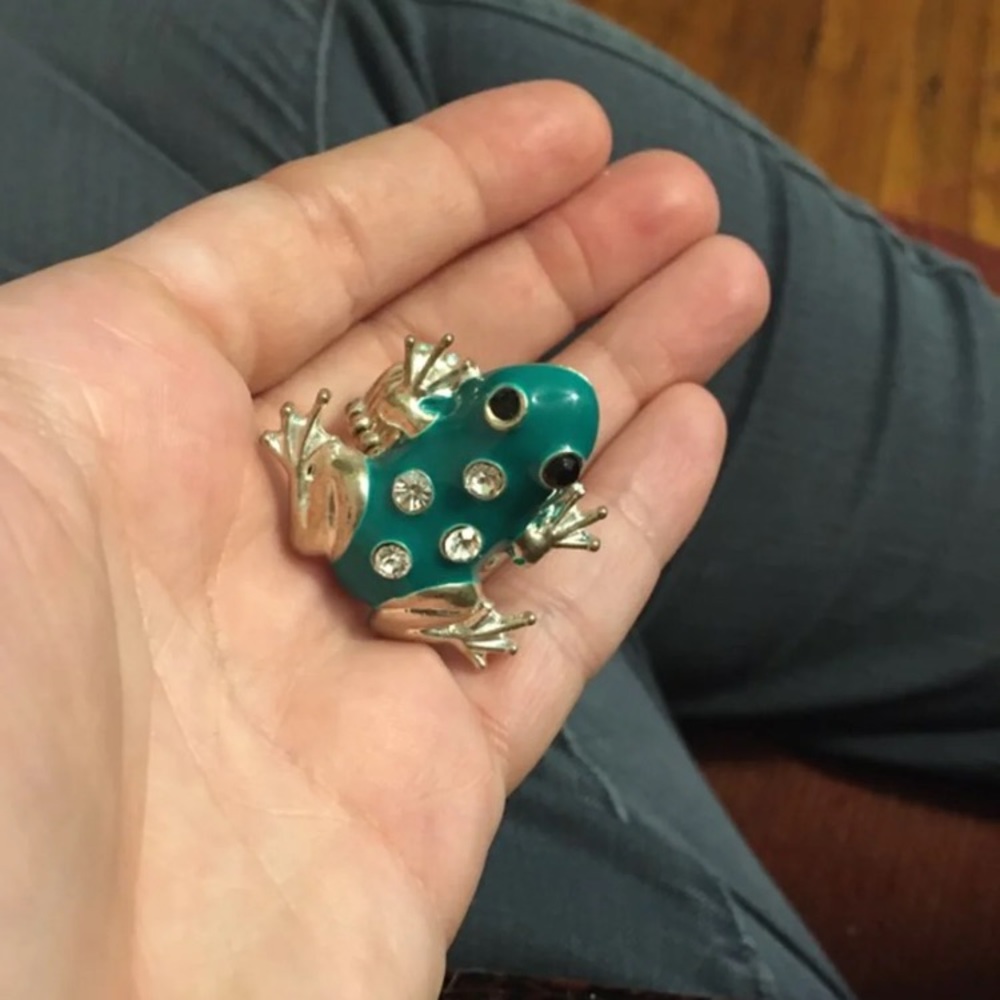 Green Frog Rhinstone Stretchy Ring - Picture 4 of 4